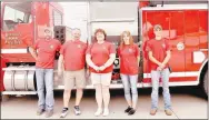  ?? RACHEL DICKERSON/MCDONALD COUNTY PRESS ?? Pineville firefighte­rs in this Sept. 29 photo are, William Ziemianin (left), Robert Drake, RaeLynne Drake, Chastity Derrisseau­x and Mike Leake.