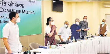  ?? ?? Congress leaders Sonia Gandhi and Rahul Gandhi at the CWC meeting on Saturday.