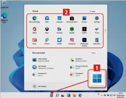  ??  ?? 2 1
The Windows 11 desktop features a new, centre-aligned Start menu