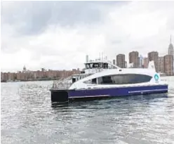  ?? CLAYTON GUSE ?? NYC ferries skipped the Greenpoint stop Sunday and Monday over a paperwork dispute with the pier’s owner, leaving passengers fuming.