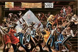  ??  ?? Ernie Barnes is most famous for “Sugar Shack,” which shows African-Americans dancing at the Durham Armory.