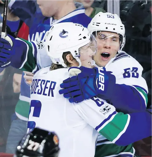  ?? — THE CANADIAN PRESS FILES ?? The Vancouver Canucks will rely heavily on Brock Boeser, left, and Bo Horvat to headline their pop-gun offence, and while they have youth on their side, injuries to either would be disastrous for the team.