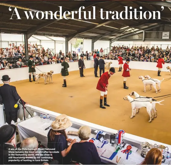  ??  ?? A win at the Peterborou­gh Royal Foxhound Show remains the most sought-after accolade in the foxhunting world, and the show is still flourishin­g thanks to the continuing popularity of hunting in rural Britain