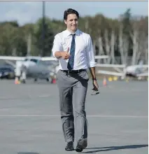  ?? ADRIAN WYLD/THE CANADIAN PRESS ?? Liberal Leader Justin Trudeau, in Enfield, N.S., on Sunday, envisions a “leaner” military.