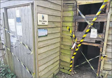  ?? Picture: Kent Wildlife Trust ?? Vandalism to a bird hide is among many incidents at trust sites