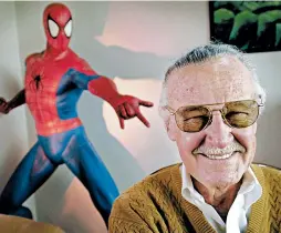  ?? REED SAXON/AP ?? Spider-Man was one of the many creations of Stan Lee, shown in 2002.