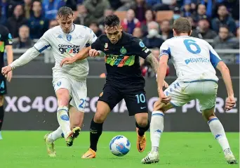  ?? (Afp) ?? In forma Lautaro Martinez, 24 anni, ha segnato una doppietta contro l’Empoli. L’argentino dopo un periodo difficile si è ripreso e ha realizzato 19 gol in serie A