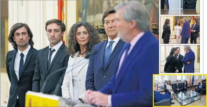  ??  ?? RECEPCIÓN. Gelete, Pablo Nieto y Belinda Alonso, mujer de Ángel, fueron recibidos ayer por el ministro de Deporte, Íñigo Méndez de Vigo, y el presidente del CSD, José Ramón Lete.