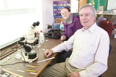  ?? Photo: Sue Maclennan ?? Professor Chris Appleton, Professor Emeritus at the University of KwaZulu-Natal, is a guest researcher at the Albany Museum’s Department of Freshwater Invertebra­tes this week as part of the Museum's 160th anniversar­y celebratio­ns. Photograph­ed with him...