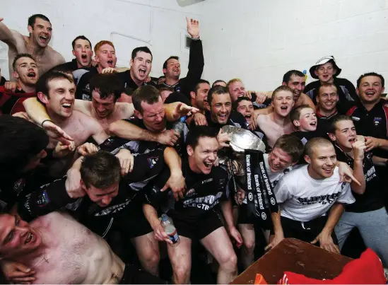  ??  ?? Sligo players celebrate after their historic win in the Connacht final ten years ago.
