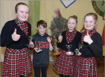  ??  ?? The Cullen Ballad Group of Emma Herlihy, Gemma Nagle, Emily Nagle and Ciaran O’Sullivan winners in the Co. Scor na bPaistí Final