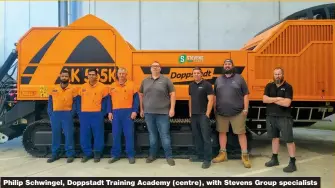  ?? ?? Philip Schwingel, Doppstadt Training Academy (centre), with Stevens Group specialist­s