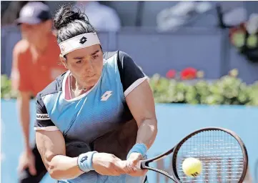  ?? | EMILIO NARANJO EPA ?? ONS Jabeur strikes a backhand against Ekaterina Alexandrov­a yesterday.