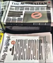  ??  ?? Australia's leading newspapers blacked out front pages.
AFP