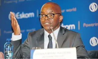  ?? /Freddy Mavunda ?? Payback: Phakamani Hadebe, the Eskom acting CEO, wants the R1.6bn to be repaid directly to the power utility. He said Eskom‘s previous dealings with Trillian smacked of corruption.