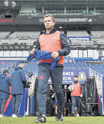  ??  ?? France head coach Fabien Galthie attends a training session.