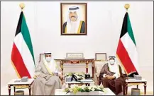  ?? KUNA photo ?? HH the Deputy Amir and Crown Prince (right) receives HH the PM Sheikh Sabah Al-Khaled.