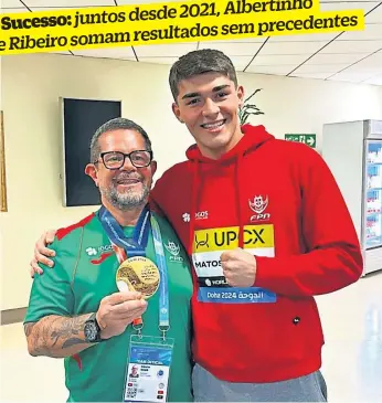  ?? ?? Diogo Ribeiro partilhou o ouro com o técnico Albertinho