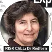  ?? ?? RISK CALL: Dr Redfern