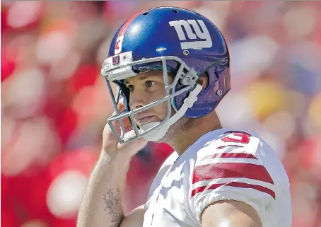  ?? CHARLIE RIEDEL/THE ASSOCIATED PRESS/FILE ?? New York Giants kicker Josh Brown, admitted in journal entries and emails that he verbally and physically abused his then-wife, Molly Brown, according to documents that were part of a domestic violence case.