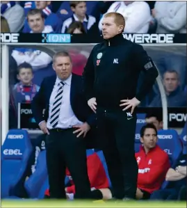  ?? ?? Ally McCoist got the better of Neil Lennon in his first Old Firm derby as manager of Rangers back in 2011 that ended 4-2