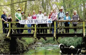  ??  ?? ●●Campaigner­s against the possible relief road extension at Poise Brook, see letter ‘We must save Poise Brook’