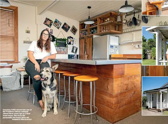  ?? DOMINICO ZAPATA/STUFF ?? Courtney Cribb moved into one of the Frankton railway cottages almost three years ago as a firsthome buyer. She loves the personalit­y the home gives off.