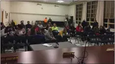  ?? SUSAN SERBIN - MEDIANEWS GROUP ?? An audience grew to more than 50 people to address social media posts made by a Springfiel­d Commission­er at Tuesday night’s meeting.