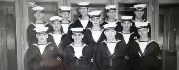  ?? JAMIESON FAMILY ?? Sanford (Sam) Jamieson (first row, far left) recalls the tragedy on HMCS Iroquois in 1952, when it was hit by a North Korean mortar, killing three and injuring 10, including Jamieson, who was right next to a shipmate who died that day. He retired after more than three decades of service and lives at the Perley Rideau Retirement home in Ottawa.