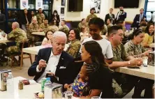  ?? Evan Vucci / Associated Press ?? President Biden meets with American service members and their families at Osan Air Base in Pyeongtaek, South Korea.