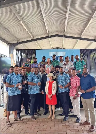  ?? ?? Fijian men after receiving their medals on February 28, 2023 at Lismore.