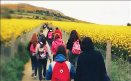  ??  ?? Dominican College Wicklow Enterprise students enjoying the scenery on the Greystones to Bray cliff walk.