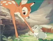  ?? PROVIDED TO CHINA DAILY ?? Bambi the deer with companion Thumper in the Disney classic, which was released in 1942. The movie is credited with opening up taboo conversati­ons about death and helping youngsters cope with bereavemen­t.