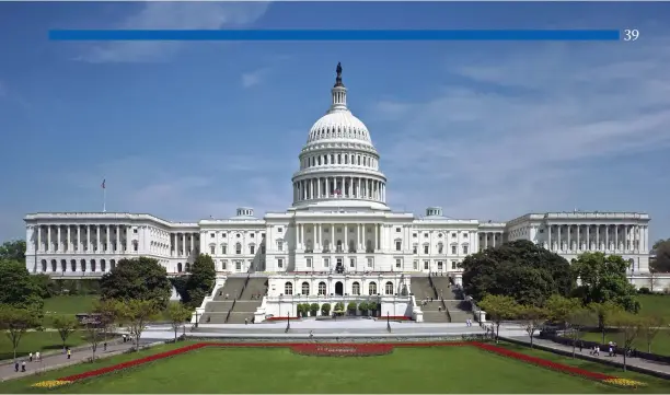  ?? Photo ?? The West Front of the United States Capitol, with the U.S. Senate and House of Representa­tives. As Sarah Goldfeder writes: “Although the president has the authority under NAFTA to remove the United States from the agreement, the implementa­tion...