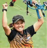  ??  ?? Triple treat: Fatin Nurfatehah Mat Salleh bagged three golds at the last SEA Games in Singapore.