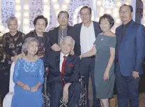  ??  ?? Rody and Zeny Rodriguez with the Rodriguez siblings (standing, from left) Daisy Rodriguez, Zenaida Oriel, Paquito Rodriguez, Mernilo Rodriguez, Nilda Turley and Ramon Rodriguez.