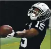  ?? DAVID BECKER – THE ASSOCIATED PRESS ?? Raiders wide receiver Nelson Agholor has caught three touchdown passes this season.