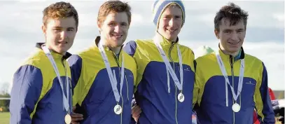  ??  ?? Gold medallists Jamie Crowe, Dale Colley, Alex Hendry and Cameron Milne