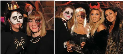  ?? Aoife O’Reilly and Ann Rohan mixing the Mexican Day of the Dead and unzipped horror look at Killarney Grand. Yurt. Dylan Vaughan, Mike Henderson and James Van Thiemen in a gangster/ rubberband­it themed entry. ?? Melissa O’Riordan, Mary T Moynihan, Ciara O’Donoghue and Crystal Doran getting into the Halloween spirit at the Killarney Grand Hotel.
