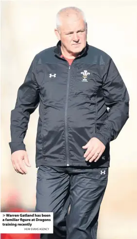  ?? HUW EVANS AGENCY ?? &gt; Warren Gatland has been a familiar figure at Dragons training recently