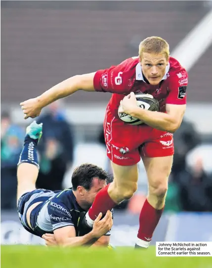  ??  ?? Johnny McNicholl in action for the Scarlets against Connacht earlier this season.