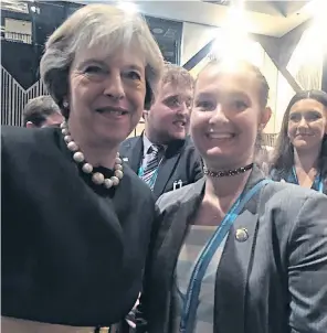  ??  ?? Tory councillor Clarissa Slade’s social media profiles were full of pictures of her with politician­s such as Theresa May, left, Sajid Javid and Jacob Rees-mogg