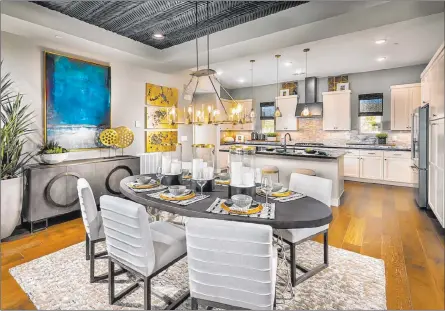 ??  ?? Floor plans in Trilogy in Summerlin include chef ’s kitchens. The community also offers the Outdoor Club and other amenities.