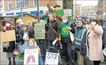  ?? Picture: Julie Wassmer ?? Campaigner­s gather to protest plans to cut down five trees down in the high street