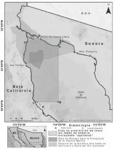  ??  ?? MAPA DEL ÁREA de pesca restringid­a establecid­a por el gobierno mexicano para la protección de la vaquita marina.