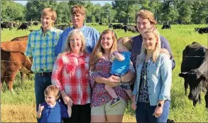  ?? SAM PIERCE/TRILAKES EDITION ?? The Brecklings of Benton were recently selected as the 2019 Saline County Farm Family of the Year. In the front row, from left, are grandson Cillian Bradley, 4; Renee; Kaylee, holding her nephew, Alaric, 1; and Meghan. In the back row, from left, are Logan, Jim and Jeremy.