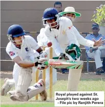  ??  ?? Royal played against St. Joseph's two weeks ago - File pic by Ranjith Perera