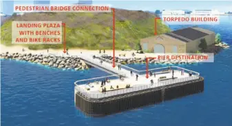  ?? Metropolit­an Transporta­tion Commission ?? The fishing pier off Yerba Buena Island would be built on an old Bay Bridge foundation pier.