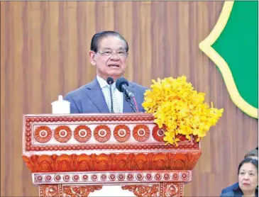  ?? SAR KHENG VIA FB ?? Interior minister Sar Kheng presides over an annual meeting of the National Committee for Counter-Traffickin­g on March 23.