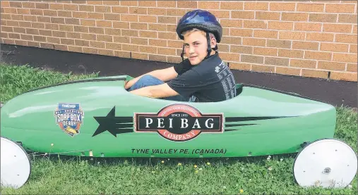  ?? SUBMITTED PHOTO ?? Bradley Hardy, shown in his Soap Box Derby car, is ready to race it in the Ohio Internatio­nal Championsh­ips on July 29.